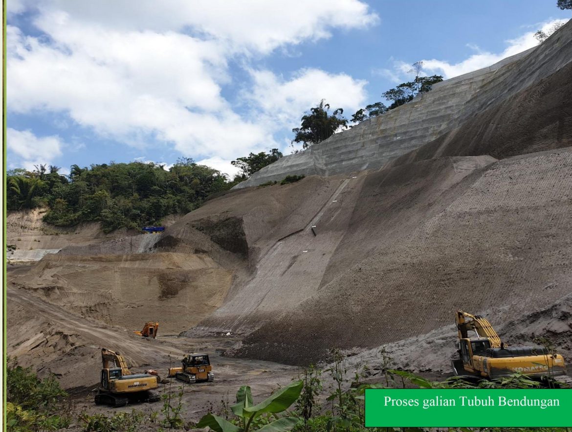 Proyek Pembangunan Bendungan Sidan   Provinsi Bali. Kontraktor ABIPRAYA-UNIVERSAL, KSO. Perubahan Desain Menyesuaikan Kondisi Geologi